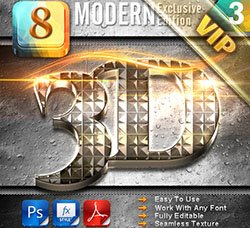PS图层样式－8个时髦的3D文本特效：8 Modern 3D Exclusive Edition Vol.3